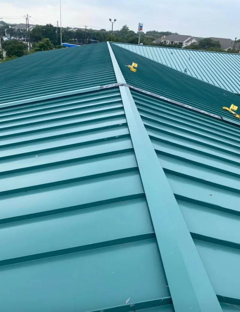 Green commercial metal roof ridge and valley for Metal Roof Repair in Virginia